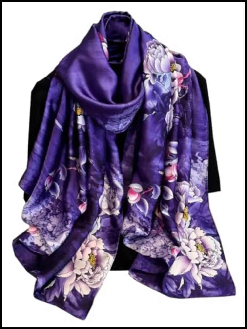 Large Luxury Satin Scarf Lightweight Fashion Shawl Wrap